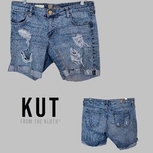 KUT From the Kloth Katy Boyfriend  Distressed Denim Jeans Shorts Womens 12